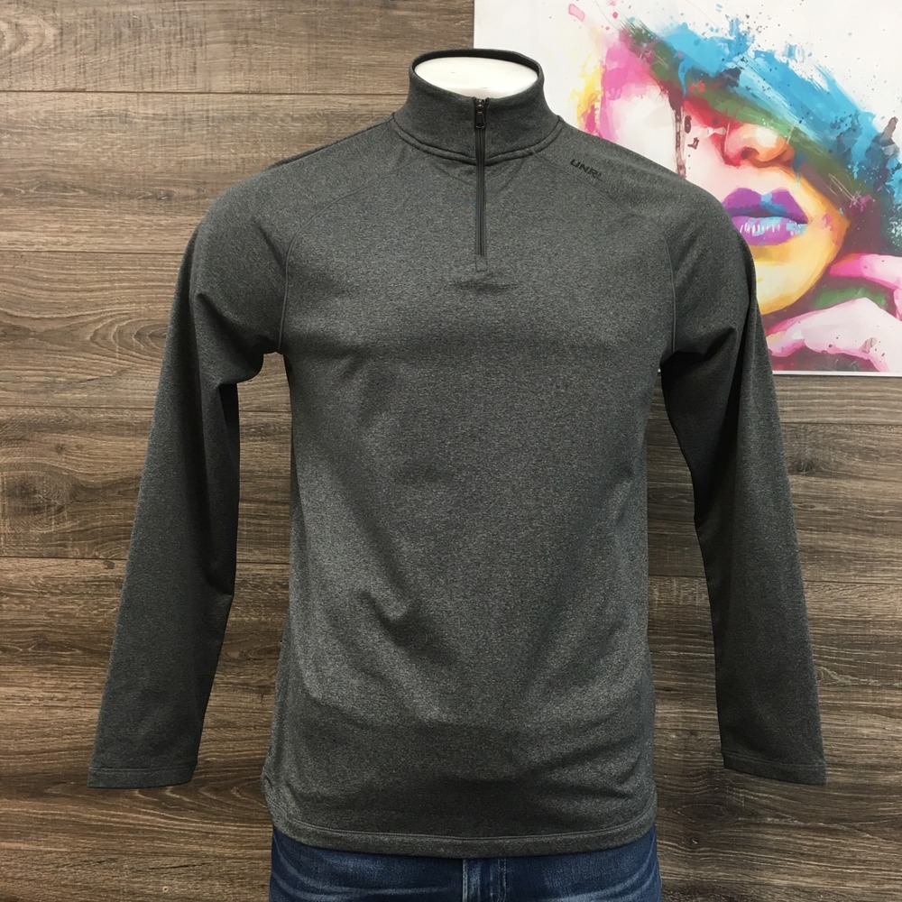 UNRL Men's Dark Gray Athletic Fit Quarter Zip Pullover Long‎ Sleeve Shirt Size M